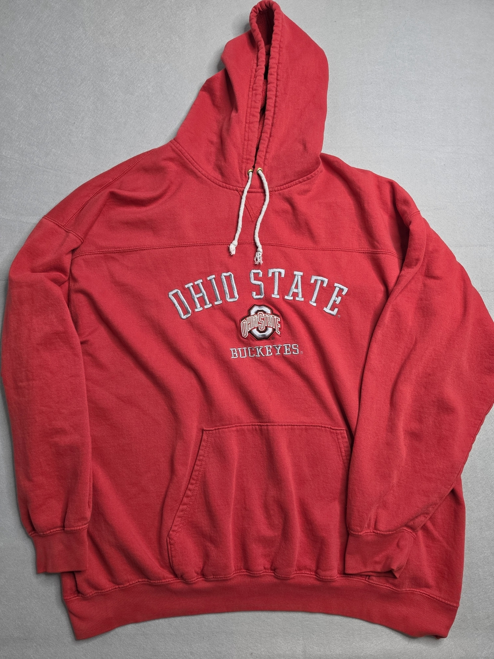 Ohio State University‎ Buckeyes Red Pullover Hoodie Embroidered Logo Size XXL